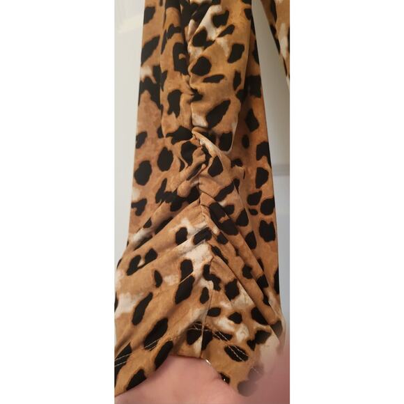 DKNY Women's Knee Length 3/4 Sleeve Animal Print Sheath Dress Size 10 Stretch - Picture 6 of 13
